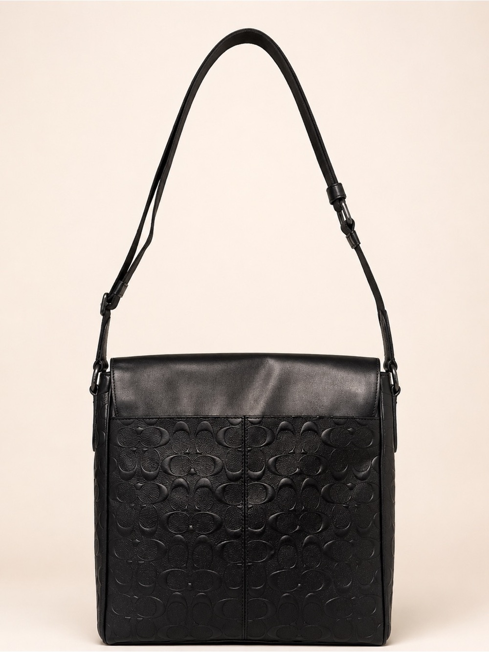 Coach Houston Map Bag Signature Leather Crossbody Black Gunmetal + Dust Bag - Picture 5 of 12